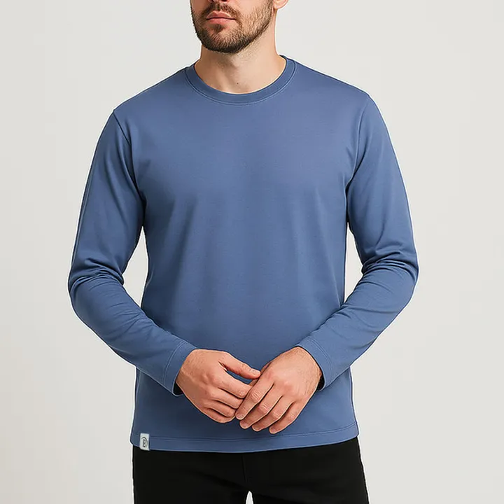 تی شرت آستین بلند مردانه باینت مدل 513-19 رنگ آبی
