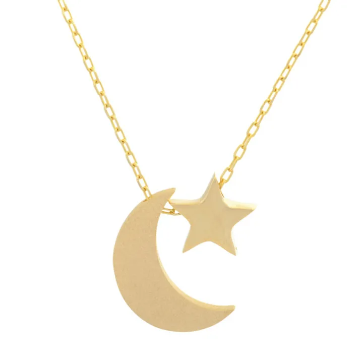 گردنبند طلا 18 عیار زنانه طلای مستجابیمدل ماه و س...