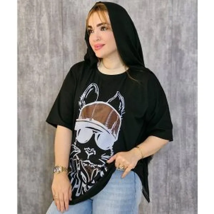 تیشرت لانگ چاپی مشکی ۲۴۵۰۰۴۱۹
