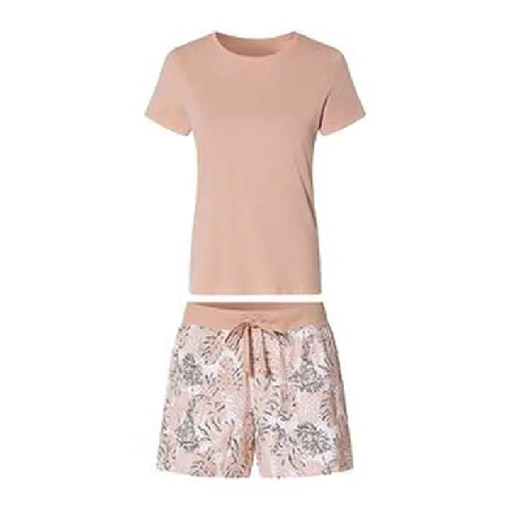 ست تی شرت آستین کوتاه و شلوارک راحتی زنانه اسمارا مدل نخی کد PAL20