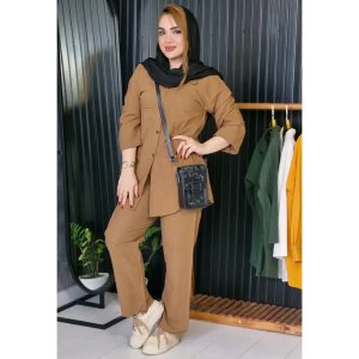 ست مانتو شلوار لینن ساده ۲۴۹۰۰۵۱۹