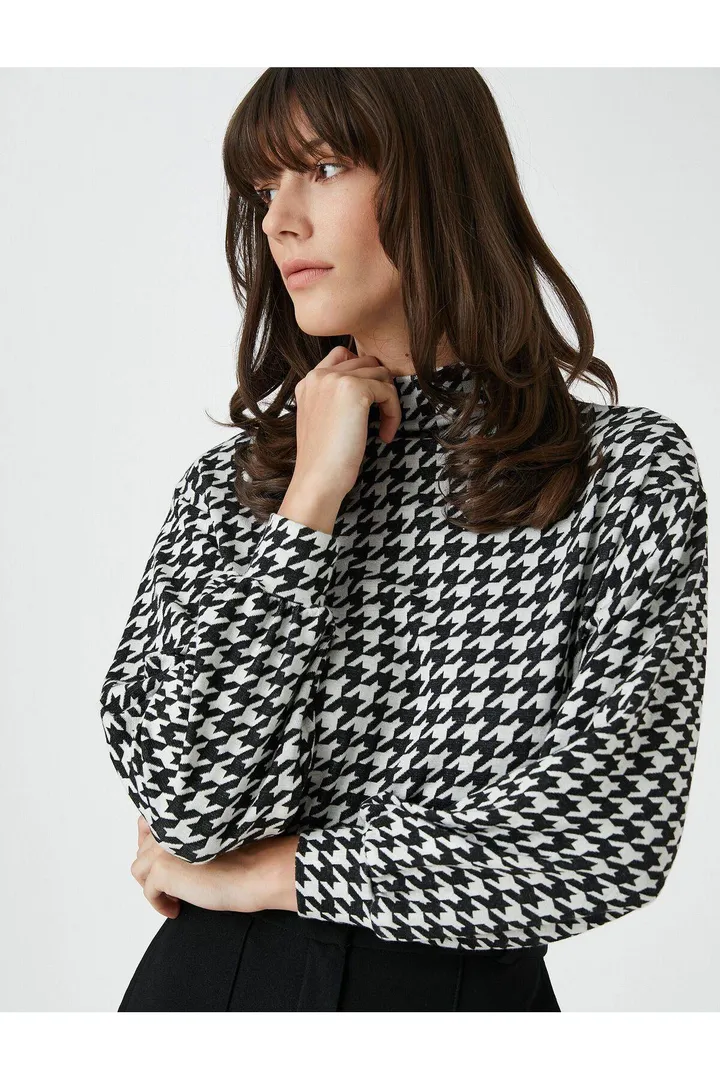 <span class="text-styled__StyledSpan-sc-d280c10c-1 dvOaRP">Koton< span>ژاکت یقه بلند Rachel Araz X - Houndstooth Patterned