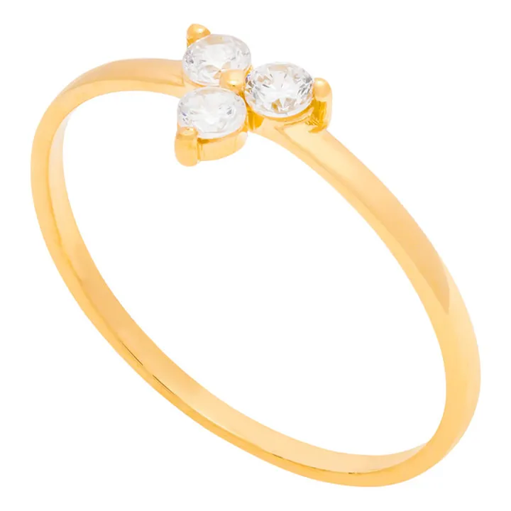 انگشتر طلا 18 عیار زنانه وی گالری مدل سه نگین کد R...