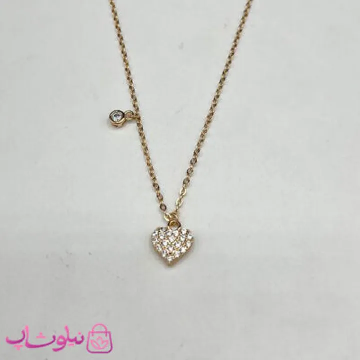 گردنبند زنانه ژوپینگ طرح قلب مینیمال با نگین ریز سفید کد 2813