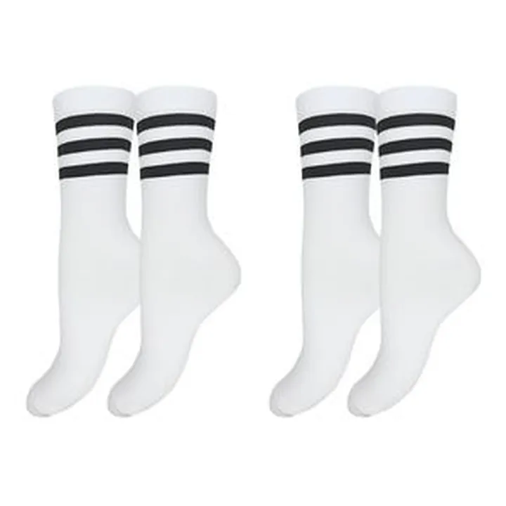 جوراب ورزشی ساق بلند زنانه پاریز مدل سه خط کد 1860رنگ سفید