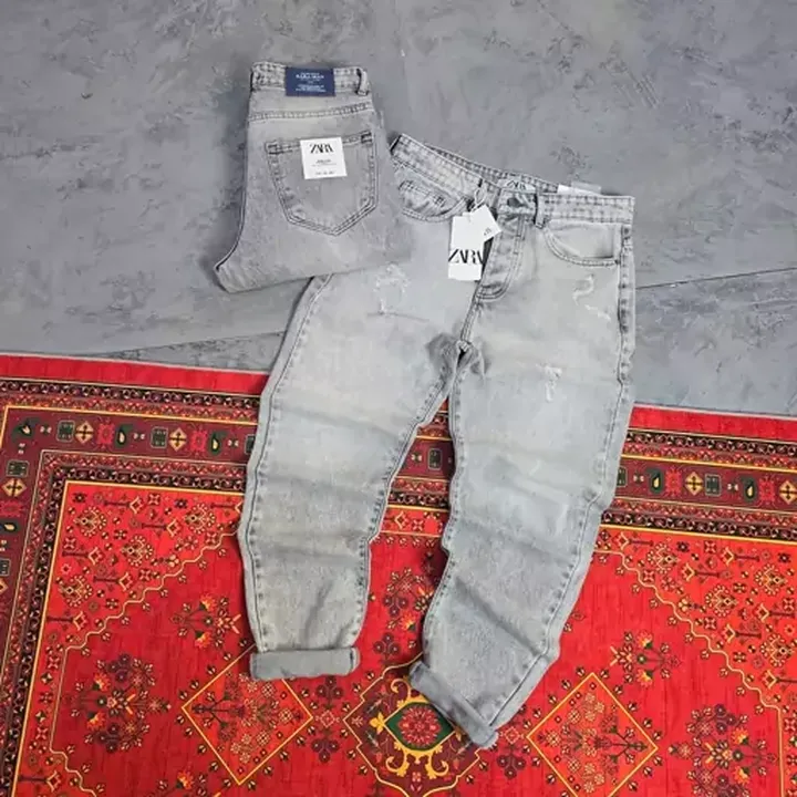 شلوار جین مام استایل مردانه جنس جین کجراه اورجینال درجه یک برند زارا  ترک �زاپ ریز تنخور عالی