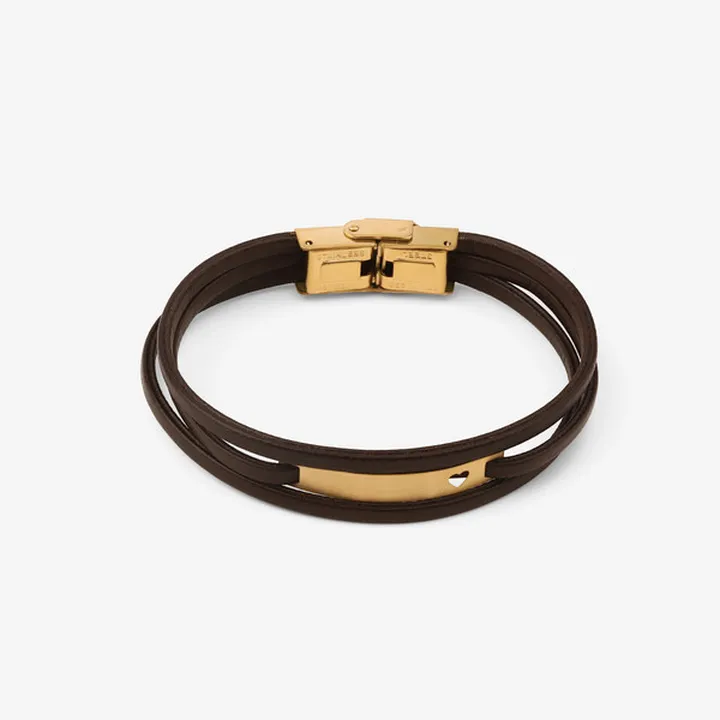 دستبند طلا 18 عیار زنانه با بند چرمی روبی آرت گالر...