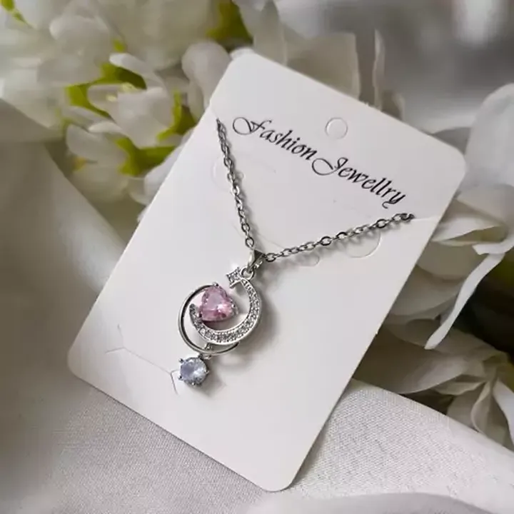 گردنبند سوارسکی ماه و قلب2