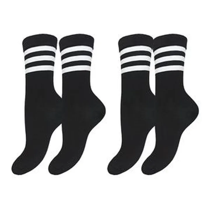 جوراب ورزشی ساق بلند زنانه مدل سه خط کد 1857 رنگ مشکی بسته دو عددی
