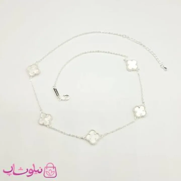 گردنبند زنانه ونکلیف سفید آبکاری نقره کیفیت مستر کد 430