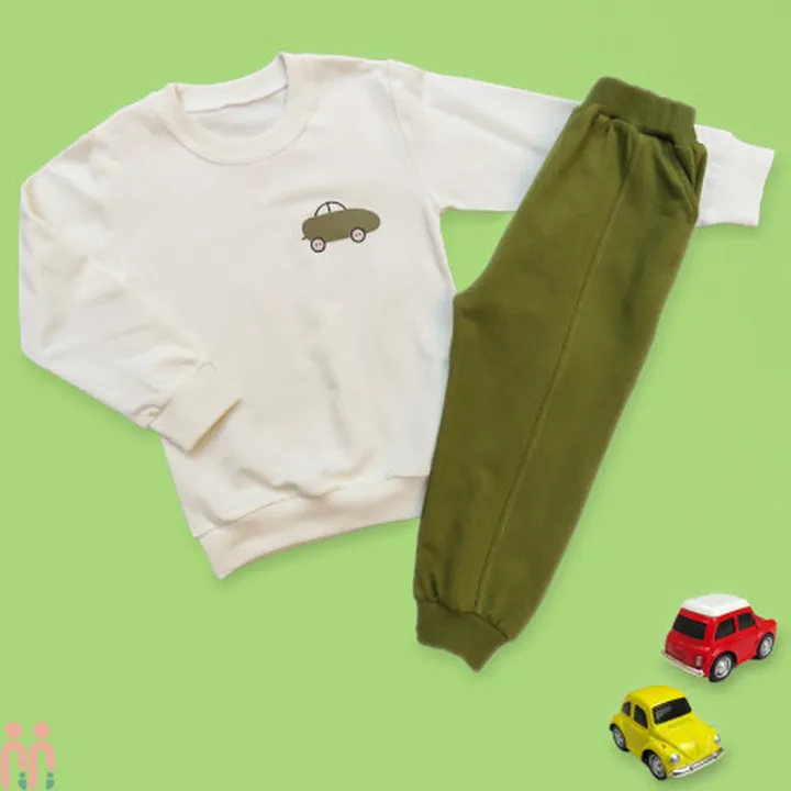 بلوز و شلوار پسرانه دورس اعلا نخی شیری سبز...