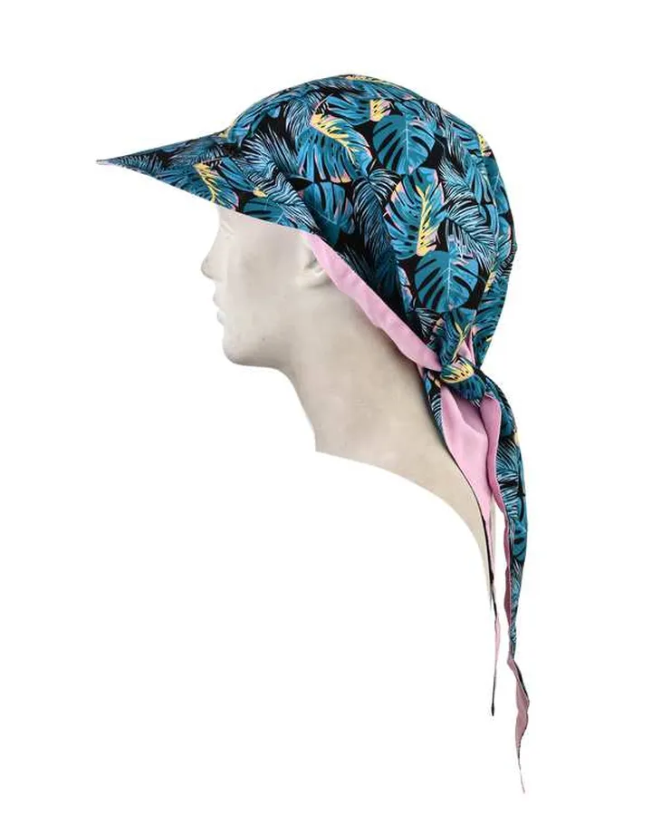 کلاه پارچه ای دو رو گره ای طرح هاوایی کله غازی صورتی تارتن Tartan