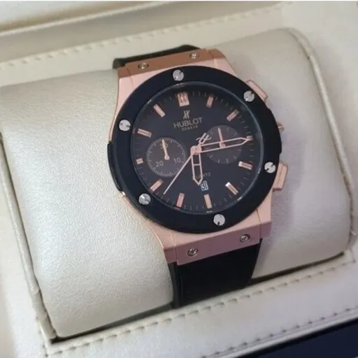 ساعت مچی مردانه هابلوت مشکی رنگ عقربه رزگلد HUBLOT 