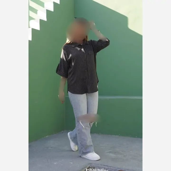 شومیز مانتویی پاگون دار راه راه لینن شانتون درجه یک بدون آبرفت
