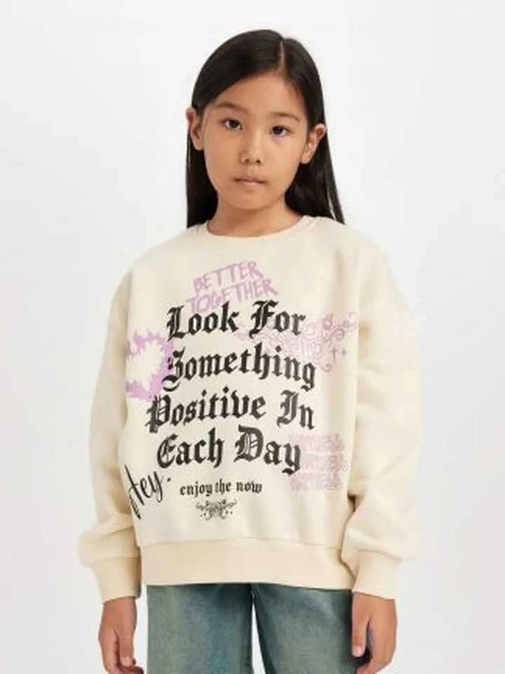 سویشرت دخترانه بژ دفکتو