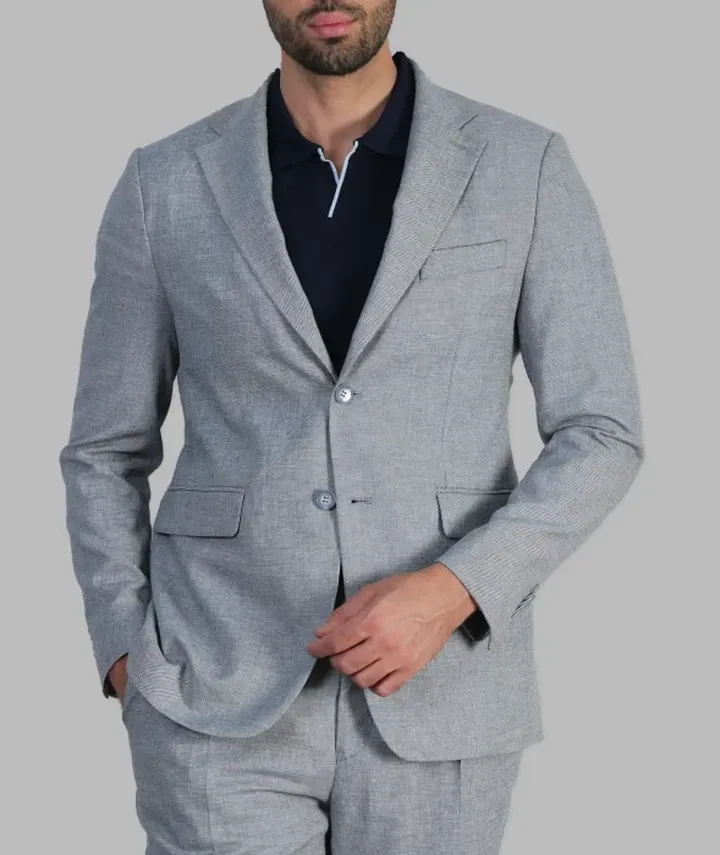 کت شلوار مردانه لینن یقه انگلیسی دو دکمه لیام