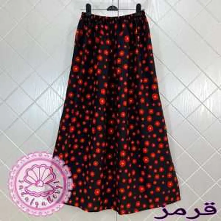 دامن نخی بابونه بلند زمینه مشکی در رنگبندی متنوع(کد1392)