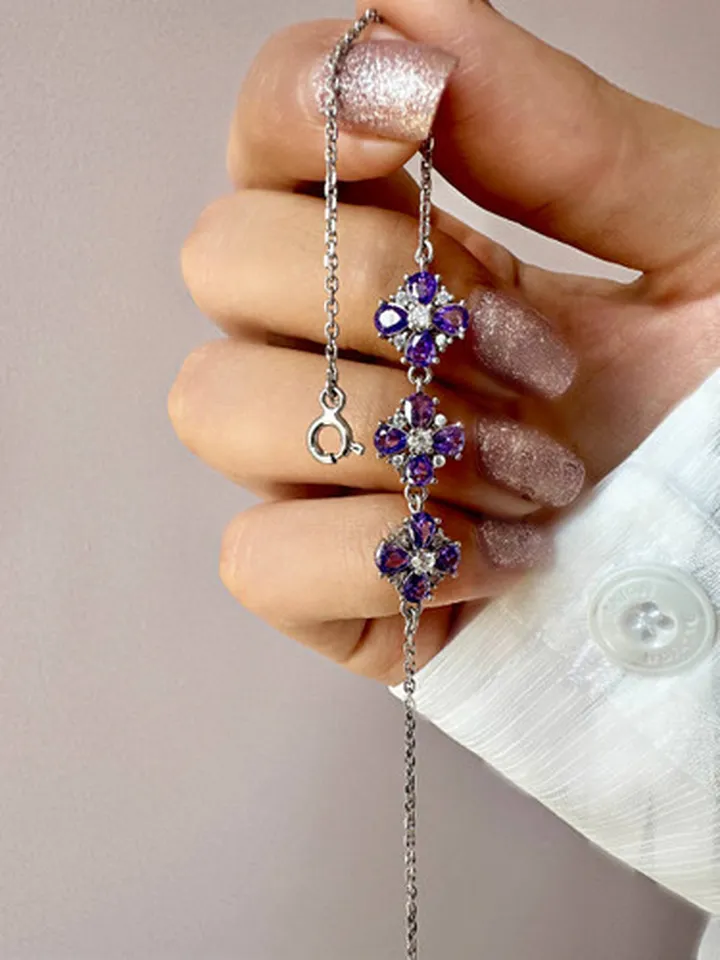 ۰۴۱۴. دستبند نقره مدل بنفشه