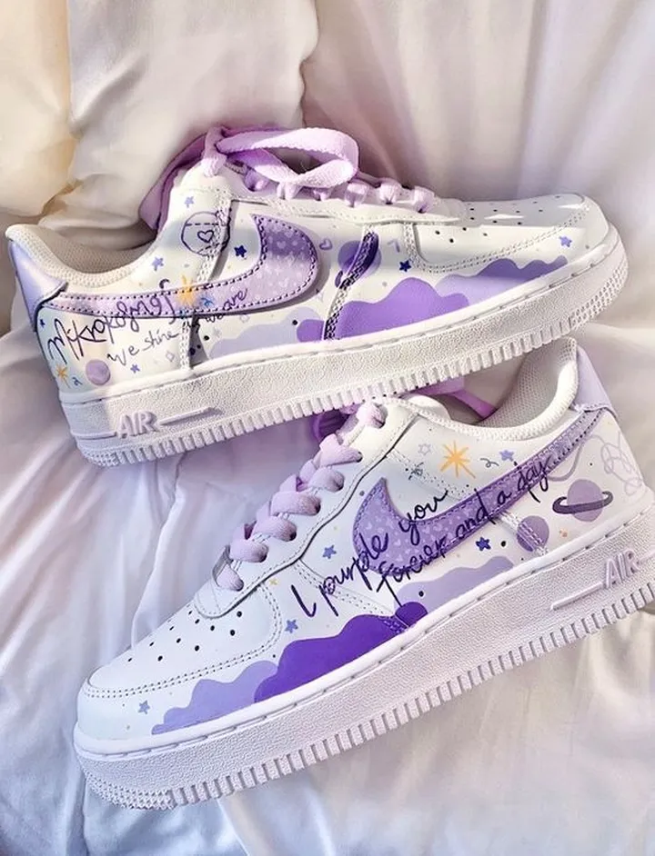 کفش اسپرت کاستوم کتونی ایرفورس  air force طرح BTS Purple نایک nike