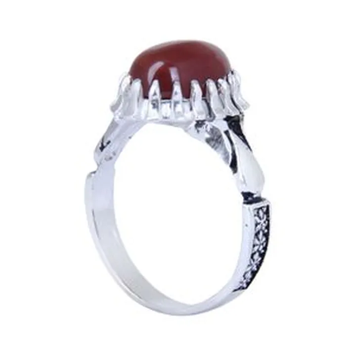 انگشتر نقره مردانه مدل رکاب سیلندری سنگ عقیق طبیعی کد AM_5240