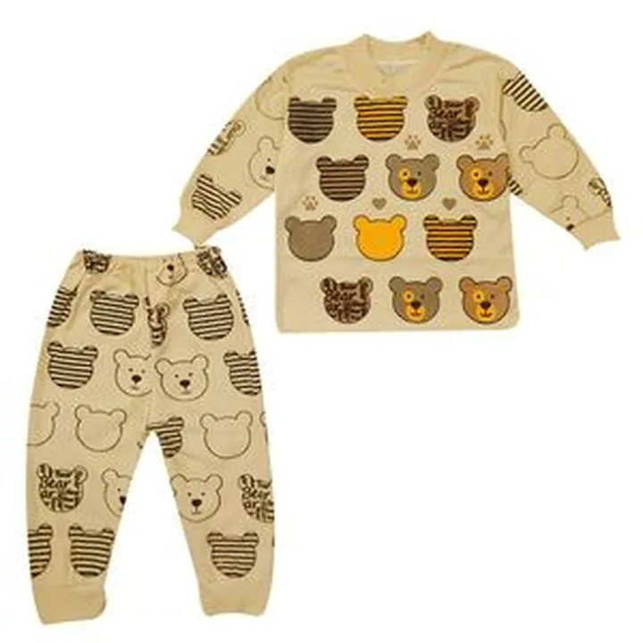 ست تی شرت و شلوار بچگانه طرح کله خرسی کد Ke5 رنگ کرم