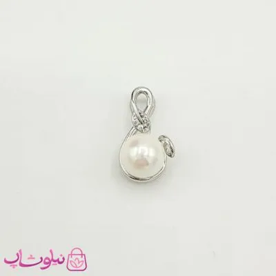 پلاک دخترانه ژوپینگ نقره ای طرح مروارید سفید کد 591