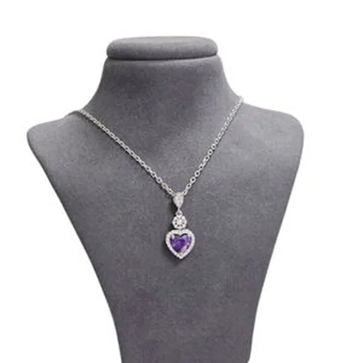 گردنبند نقره زنانه مدل قلب آمیتست 75