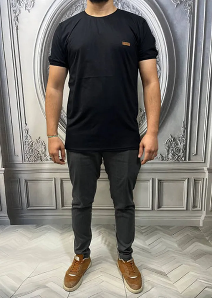 تیشرت مردانه مشکی ساده 3684