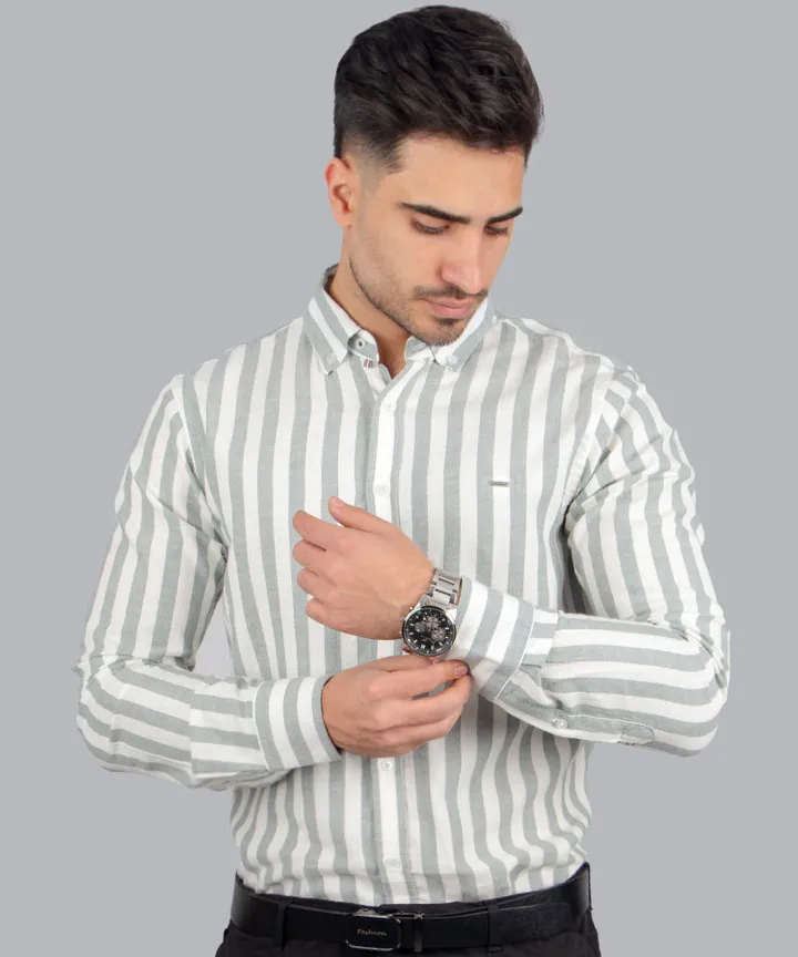 پیراهن مردانه آستین بلند راه راه 8827