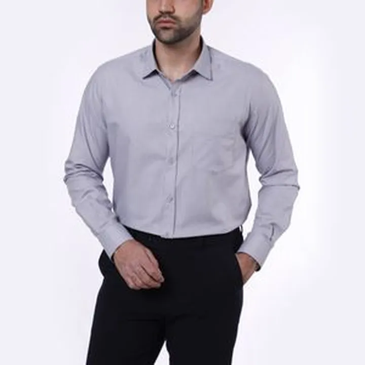 پیراهن آستین بلند یقه برگردان مردانه دیجی استایل اسنشیال مدل 03 رنگ طوسی