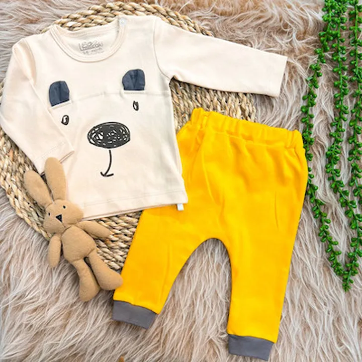 آستین بلند و شلوار لاکی خرس کد ۶۰۴۴