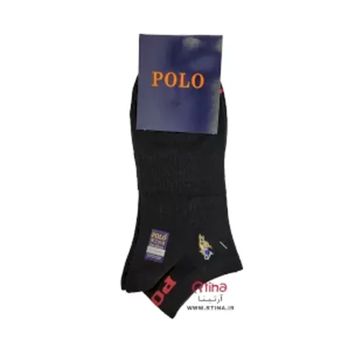 جوراب مارک polo مردانه پسرانه مشکی با گلدوزی