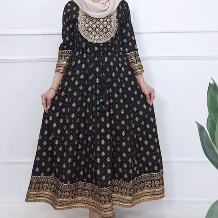 پیراهن زنانه مجلسی پیراهن زنانه نخی پیراهن بلند کورتای هندی مشکی سایز بزرگ