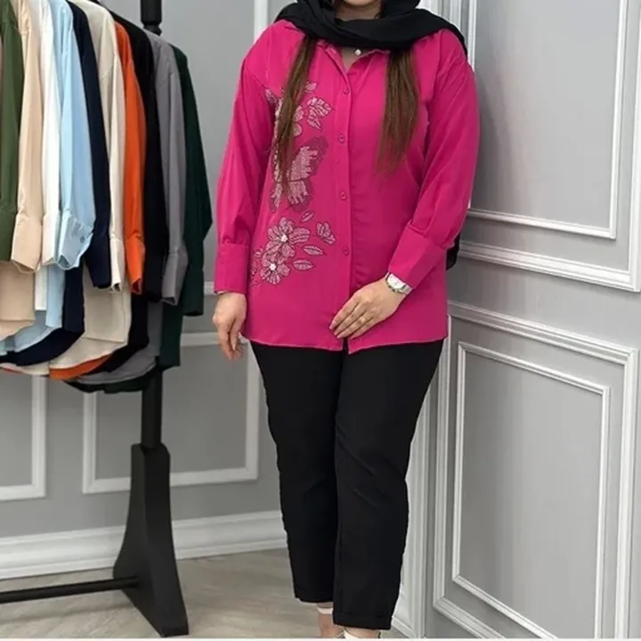 شومیز مانتویی پروانه جنس الیزه گرم بالا 