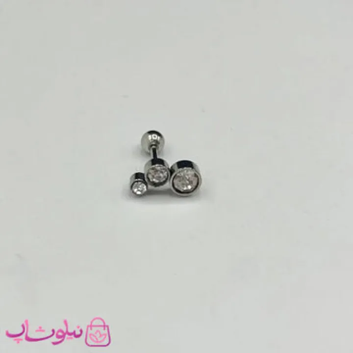 پیرسینگ گوش طرح سه نگین دایره ای کد 31