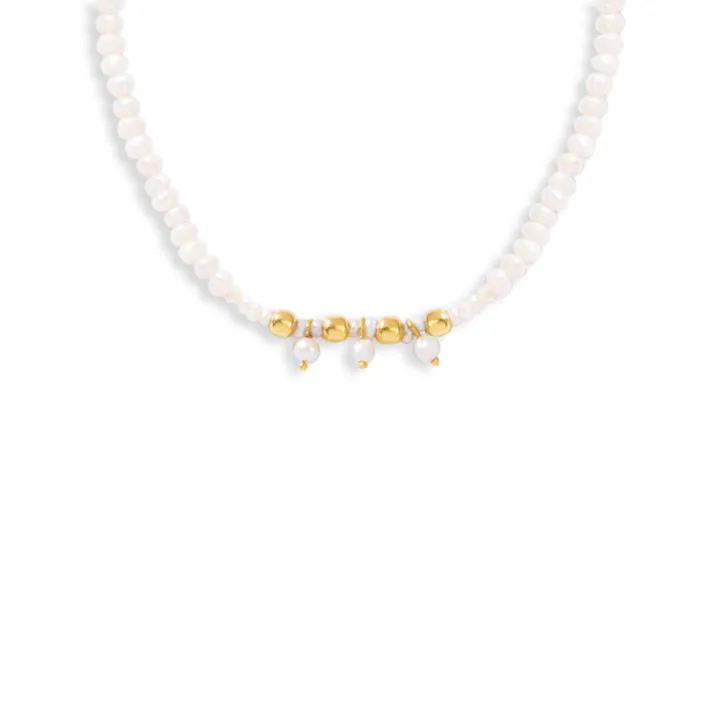 گردنبند طلا مرواریدی با 3 آویز مروارید