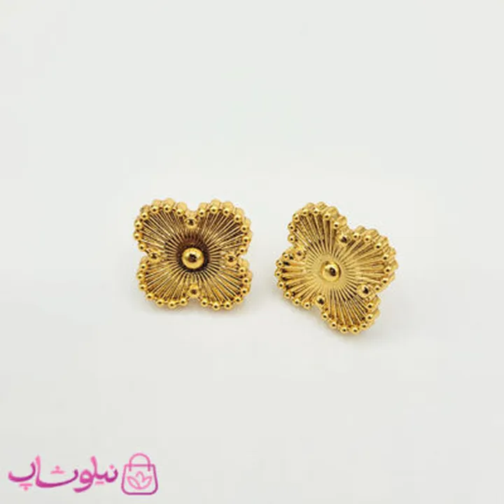 گوشواره میخی زنانه ونکلیف طلایی استیل کد 58