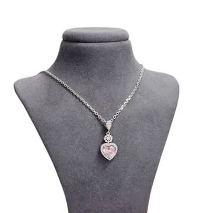 گردنبند نقره زنانه مدل قلب رز کوارتز 76
