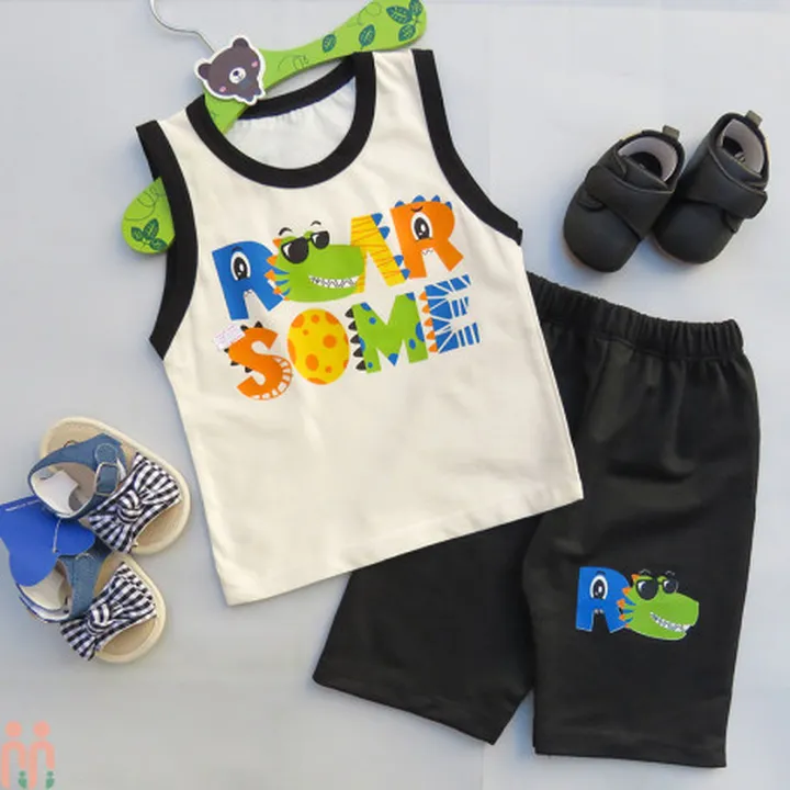 رکابی و شلوارک نخی نوزاد و بچه گانه شیری...