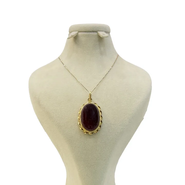 گردنبند نقره زنانه مدل دستساز عقیق طبیعی 44-34