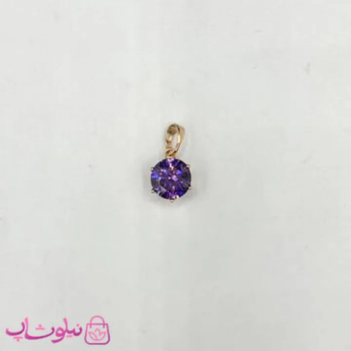 آویز گردنبند زنانه ژوپینگ طرح تک نگین بنفش مینیمال 9 میل کد 991