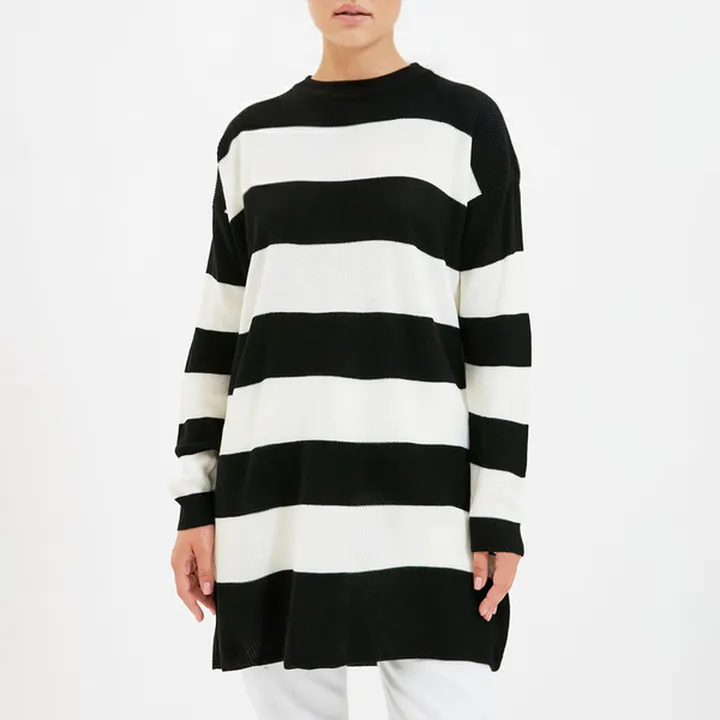 پلیور یقه گرد زنانه مدل 132895869 طرح ترندیول