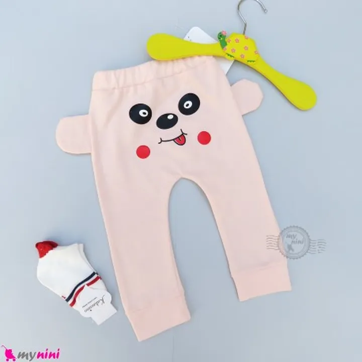 شلوار نوزاد اسلش نخی گوش دار راحتی صورتی...