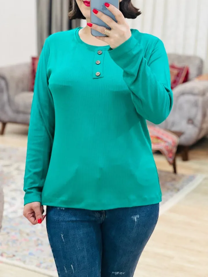 بلوز کبریتی دکمه چوبی