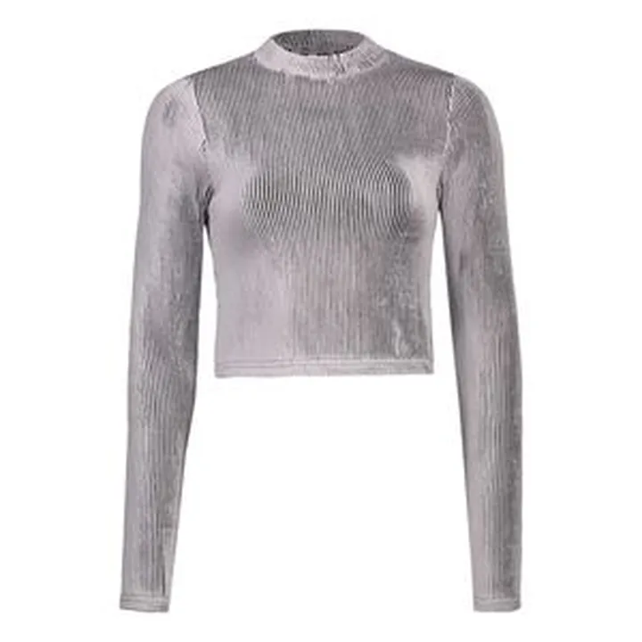 کراپ‌ تی‌شرت آستین بلند زنانه مون‌سا مدل 41082410003-1