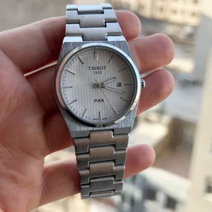 ساعت مردانه تیسوت tissot prx فول استیل با کارت گارانتی جعبه لاکچری و ارسال فوری رنگ سیلور
