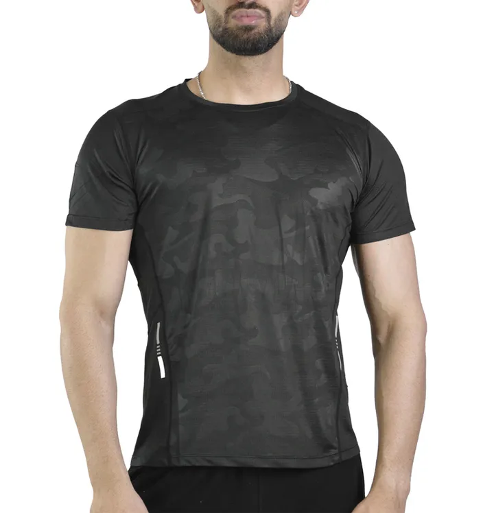 تیشرت ورزشی مردانه رانینگ مدل LS-R253 چریکی مشکی