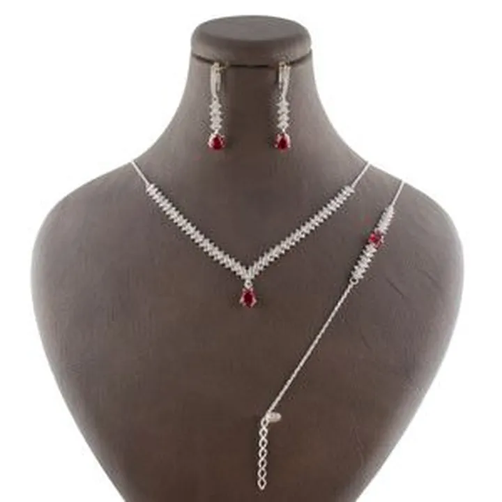 نیم ست نقره زنانه مدل یاقوت AMT-N147