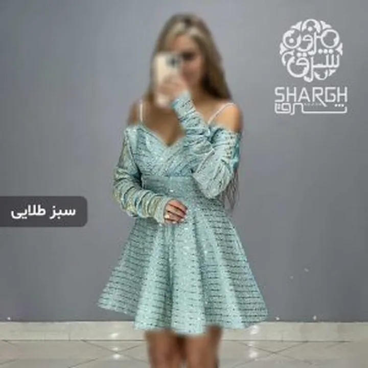 پیراهن عروسکی شاین دار سرشانه سنگ