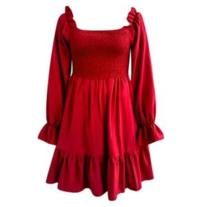 پیراهن ساده زنانه با رنگ زرشکی و تنخور معمولی، مدل دلبری